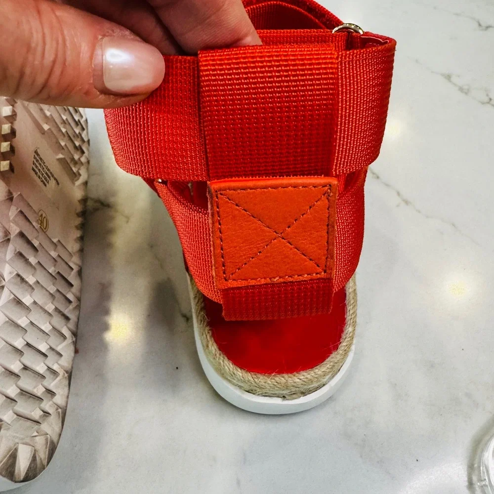 Silent D Trevor Women 9.5 EU 40 Red Orange Platform Espadrille Sandals Hook Loop - Picture 15 of 16